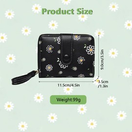 XFSRG Geldbörse Damen Geldbeutel Blumen Portemonnaie Klein Portmonee Orgel-Stil Brieftasche Frauen Geldbörse Lanyard Portmonee Münzfach Geldbeutel Vielen Fächern Zipper Kurzformat Portemonnaie