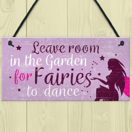 RED OCEAN Garden Sign Garden Shed Hanging Plaque Leave Room For Fairies SummerHouse Sign Friendship Gift