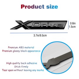 1PCS Xdrive Emblem Badge Sticker Bright Black Compatible with 1 2 3 4 5 Series X1 X3 X5 X6 X7 Series M2 M3 M4 M5 M6 Series.etc Trunk Rear Replacement Accessories