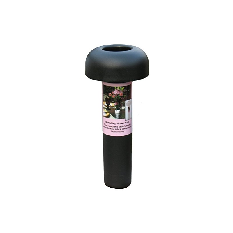 NoBrella Flower Vase Patio Table Umbrella Hole Insert, Black