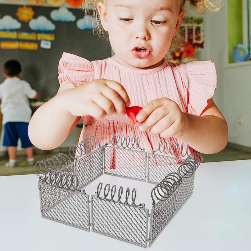 Versatile DIY Miniature Fence Set - Light Grey Plastic -