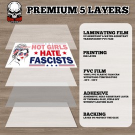 Hot Girls Hate Fascists | Bumper Sticker or Car Magnet | are We Great Yet Anti MAGA Sticker for Cars [7.5x3.75]