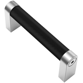 Alzassbg 10 Pack Silver and Black Cabinet Pulls, 3 Inch(76mm) Hole Centers Cabinet Handles Kitchen Hardware Knurled Drawer Handle Pull AL3101CP-MB