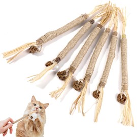 Catnip Sticks 6 Pieces, 4-in-1 Matatabi Cat Sticks, Catnip Toy, Natural Interactive Cat Toy for Grinding Teeth for Cats to Play, Bite, Chew