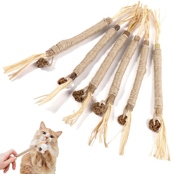 Catnip Sticks 6 Pieces, 4-in-1 Matatabi Cat Sticks, Catnip Toy,