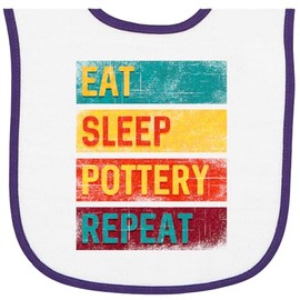 inktastic Ceramics Eat Sleep Pottery Repeat Baby Terry Cloth Bib White and Purple 33c06