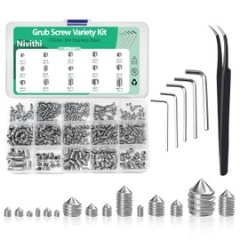 Nivithi 520 Grub Screws Set, Taper Ball Head Screws M3/M4/M5/M6/M8, Stainless Steel Screw Set, Grub Screws M4 & Grub Screw M6, Hexagon Socket Screws for Door Handles with 5 Pieces Hex Keys