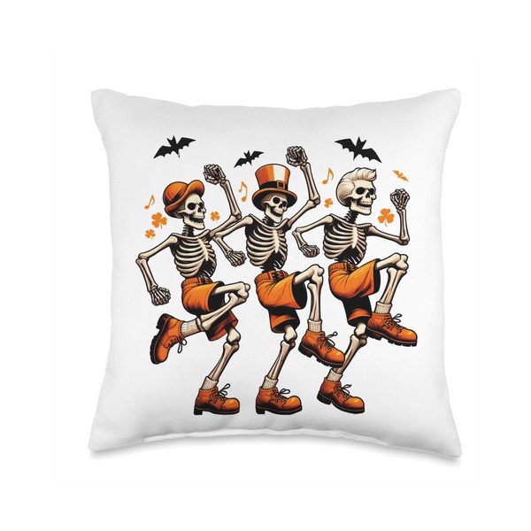 spooky skeleton Irish Dance, Ceili Dance,Jig Dance Halloween Throw Pillow