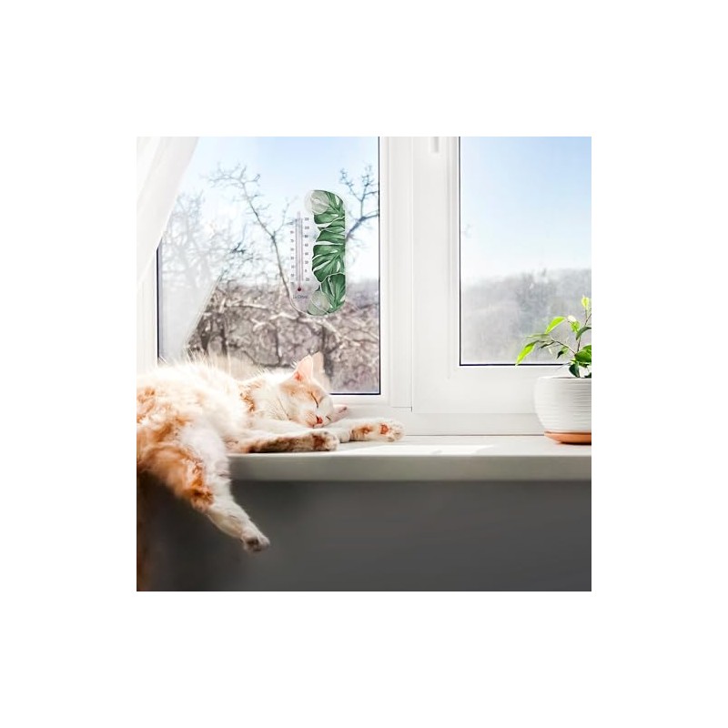La Crosse 204-1520L 8-inch Analog Capillary Window Thermometer with Monstera