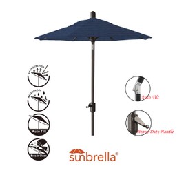 Secret Garden Home Goods Laguna Cove 6' Round Auto Tilt Market Umbrella (Black Sapphire, Sunbrella- Navy)