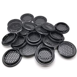 NACX 20Pcs Air Vents 53mm Circular Soffit Vent Stainless Steel Round Vent Mesh Hole Louver for Kitchen Bathroom Cabinet Wardrobe (Black)