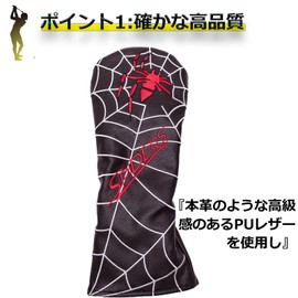 Golf Headcover Utility Cover UT Cover with Conversion Doug Waterproof Spider Red White Black (Red)