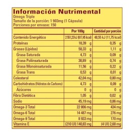 Omega Triple 3, 6 Y 9 Nature Made 150 Caps Sabor Na