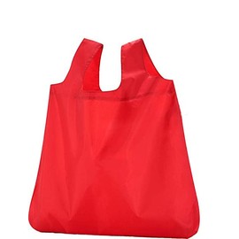 fiXte Reusable Fold Away Shopping Bag Eco Friendly Foldable Travel Grocery Carrier with Carry Pouch and Clip (Red)