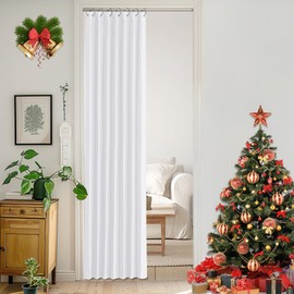 StangH Accordion Closet Curtains for Doorway, Privacy Pleated Folding Curtain Light Blocking Drapes for Bedroom with Tieback and Hooks, Pure White, W38 x L80, 1 Panel