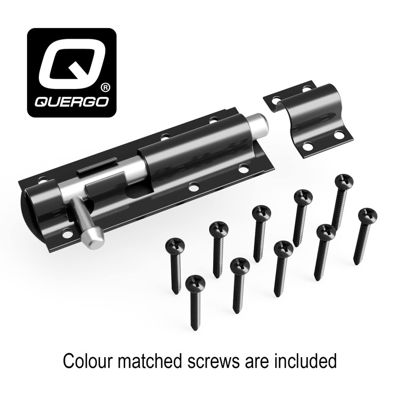 QUERGO Straight Tower Bolt Black 100mm (4") Heavy Duty Black