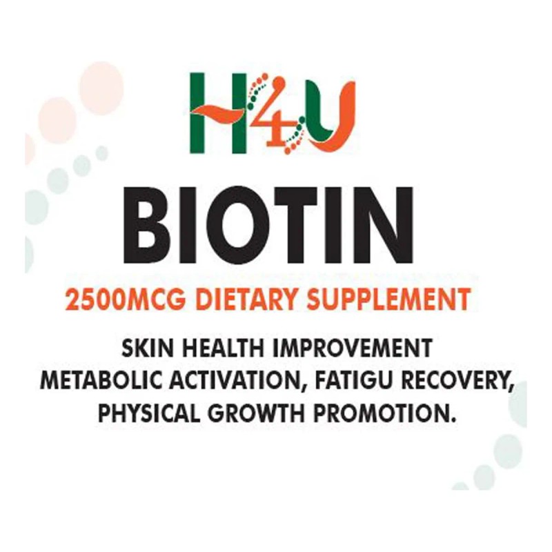 H4u Biotina 2500 Mcg Para Cabello Piel Uñas 60 Cápsulas