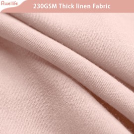 Awellife Blush Shower Curtain for Bathroom Natural Cotton Cloth Fabric Farmhouse Boho Linen Shower Curtain with 12 Durable Hooks 72" L x 72" W