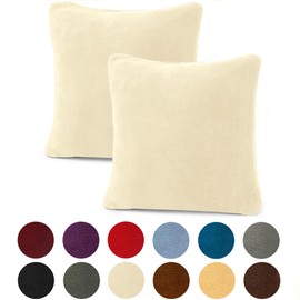 CelinaTex Set of 2 cushion covers, 50 x 50 cm, double pack, coral fleece cushion cover, decorative cushion cover, sofa cushion cover, comfortable, cream white, 5001338