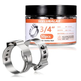 50 Pack 3/4 Inch PEX Cinch Clamps - Stainless Steel Crimp Rings for PEX Tubing, Pipe Fitting Connections, Plumbing, and Heating Systems (23.5mm)