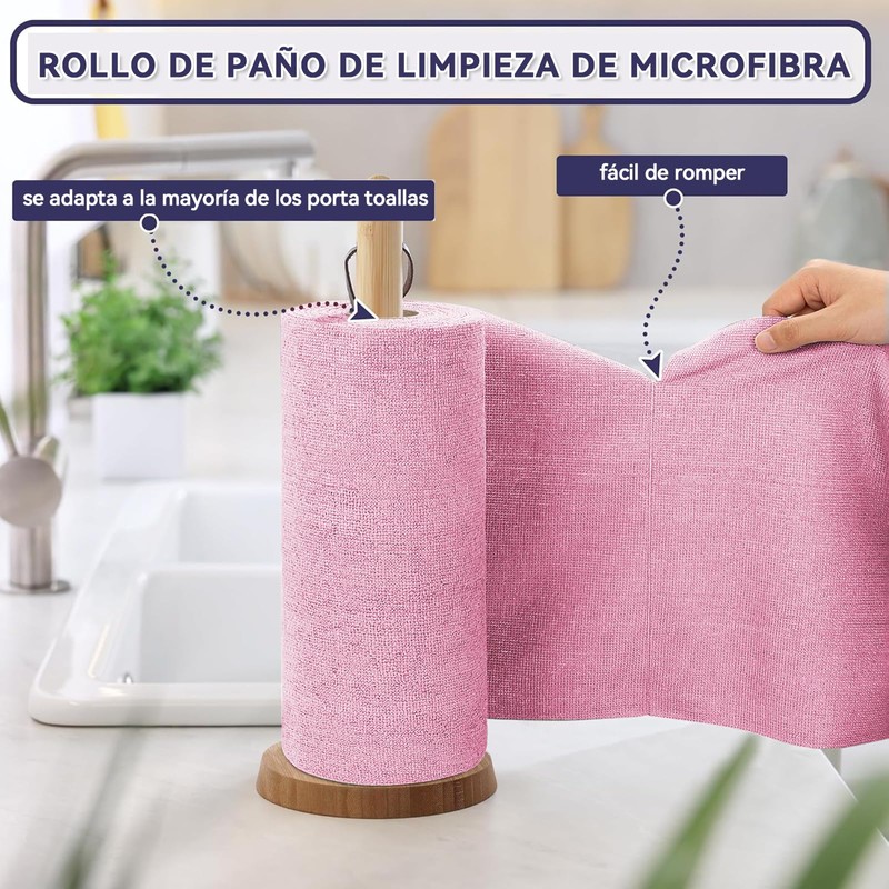 UOUOU Rollo de Toallas de Microfibra, Paquete de 50, Rollo