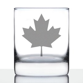 Canada Maple Leaf Rocks Glass - Canadian Flag Gifts and Decor for Women and Men - 10.25 Oz Glasses