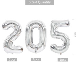 TONIFUL 2025 Graduation Balloons 40 Inch Silver Aluminum Foil Mylar Number Balloons for Graduation Party Decorations Class of 2025 Christmas Anniversary 2025 Party Supplies