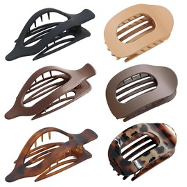 6PCS Duckbill Hair Clips for Women - Flat Claw Clips for Thick Hair - Non-slip Strong Hold Hair Clips - Large Matte Solid Colour Flat Hair Claw Clips for Hair Styling Accessories
