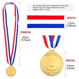 Swpeet 3Pcs Metal Gold Silver Bronze Award Medals with Ribbon, Olympic Style Winner Medals for Events, Classrooms, Office Games and Sports - 1st 2nd 3rd Place (Award Medals-3Pcs)