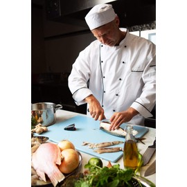 Commercial Blue Cutting Board - 24 x 18 Extra Large for Fish, Seafood and Shellfish, 1/2" Thick HDPE Plastic NSF Approved for Restaurants