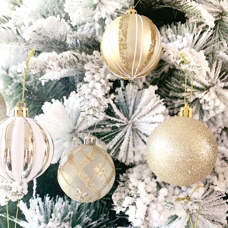 MORAINJAY 24 Pcs Gold Christmas Baubles, Christmas Tree Decorations