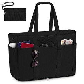 Aucuu Extra Large Beach Bag for Women, Beach Tote Bag with Wet and Dry Separation, Large Shoulder Bag with Small Bag, Waterproof Handbag with Zip for Beaches, Travel, Pool, Shopping, Holiday, Gym