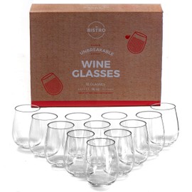 Unbreakable Stemless Wine Glasses | Set of 12 | 100% Tritan Shatterproof Plastic | 16 Oz | Dishwasher Safe | By YO BISTRO