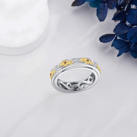 YAFEINI Sunflower Ring 925 Sterling Silver Sunflower Fidget Ring Jewellery Gifts for Women Sunflower Lovers