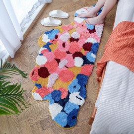 Colorful Moss Bathroom Rug Mat, Non-Slip Plush Soft Mats for Bedroom Living Room, Super Thick Carpet Runner Mat, Large Indoor Washable Microfiber Floor Rugs for Home Decorative