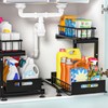 Under Sink Organizer, 2-Tier Pull Out Cabinet Drawer with Adjustable