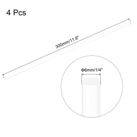 MECCANIXITY 4pcs Acrylic Round Rods 1/4" x 12" Clear Acrylic Dowel Rods Sticks Acrylic Plastic Sticks Strip for DIY Crafts Lighting Gardening Decorations - 6mm x 300mm