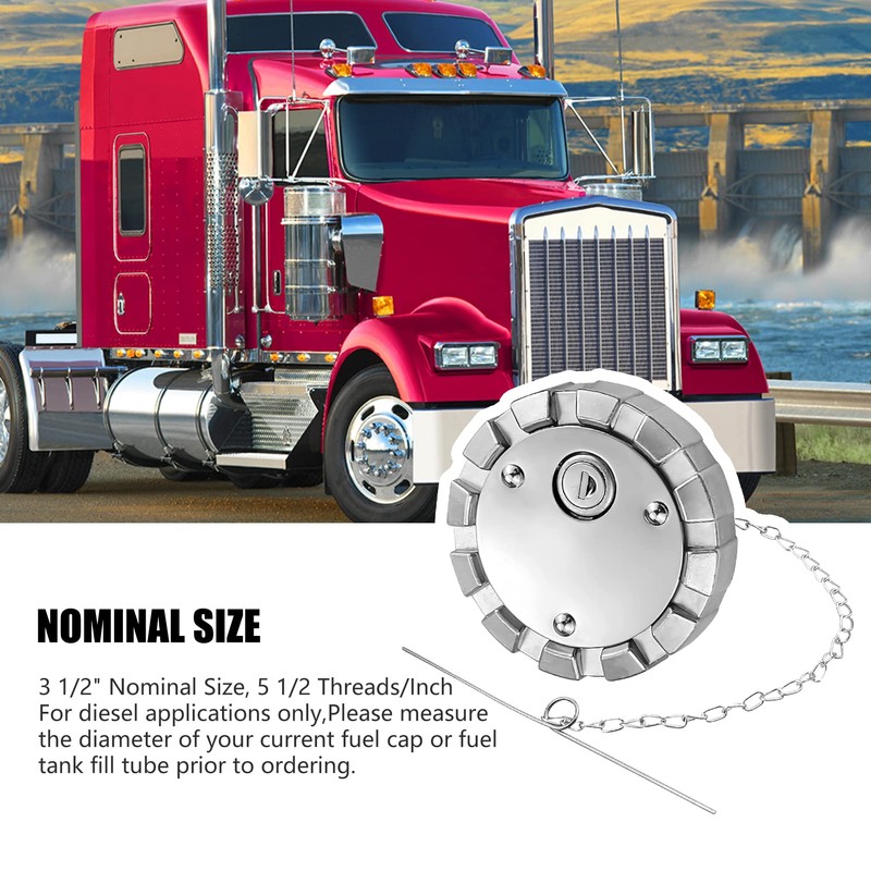 2pcs Locking Diesel Fuel Cap Compatible with Freightliner Kenworth Western