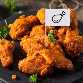 Cheeroyal Toothpick Food Flags 100/200PCS Blank, Mini Food Flags with Wooden Sticks for Party Food, Cupcake Toppers,Cocktail Sticks, Fruit Salad, Events Pub BBQ (White & Brown) (White, 100)