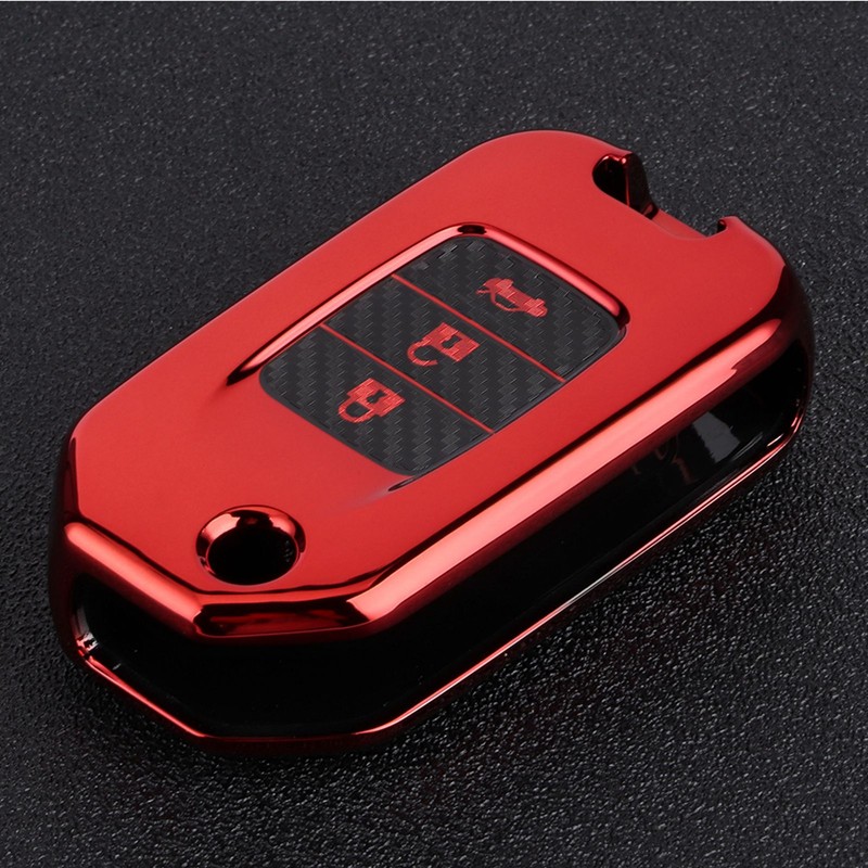 Carbon Fiber Style Folding Car Key Fob Cover Protective Case