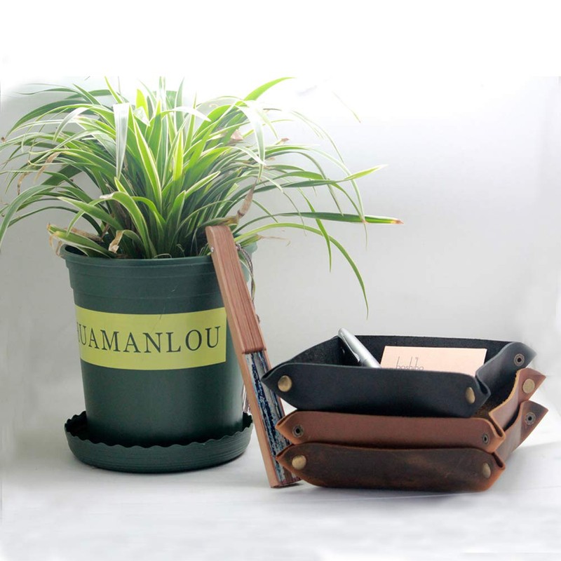 boshiho Valet Tray for Men, Leather Jewelry Catchall Key Phone