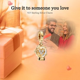 Rimgoris 925 Sterling Silver Women Bracelets Necklace Snowflake Snow Globe Women Bracelet Glod Charm Mother's Day with Zirconia