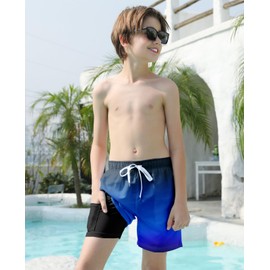 Cozople Swim Trunks for Toddler Boys 4-Way Stretchy Surfing Boardshorts Swimsuit Soft Compression Liner Quick Dry UPF Swimming Shorts Lightweight Bathing Suit for Teens Beach Board Shorts Size 7