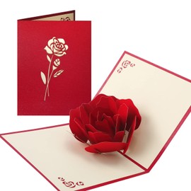 Tarjeta Pop Up de Flores para Mujer, 3D Tarjeta Romántica para San Valentín para Esposa Novia Mamá Regalo, Tarjeta de Felicitación Plegable con Sobre para Cumpleaños, Boda, aniversario (Rosa)