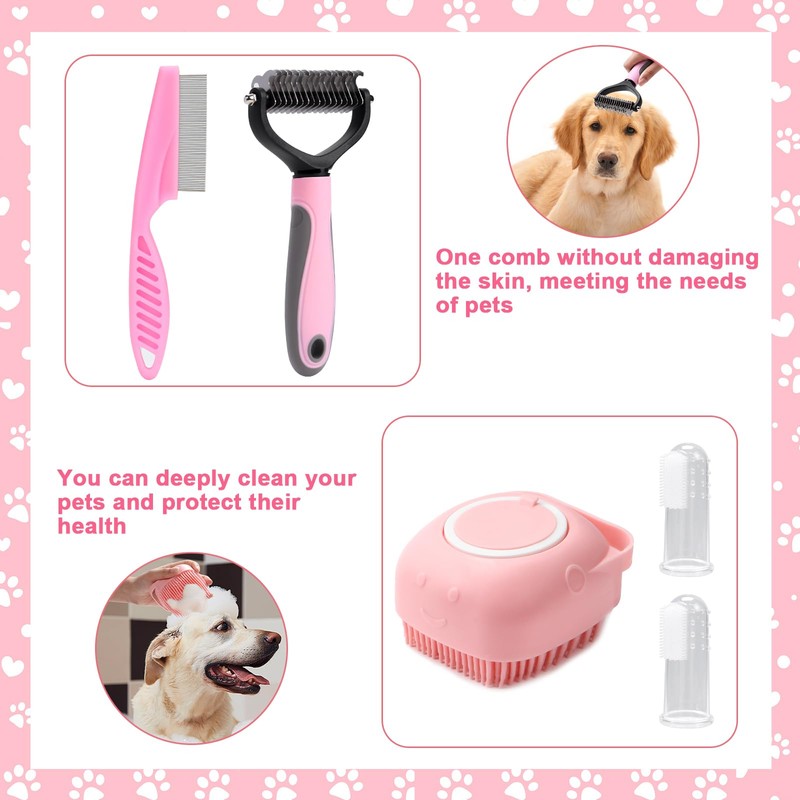 VCZONE 8 Pcs Dog Grooming Kit with Self Cleaning Tools: