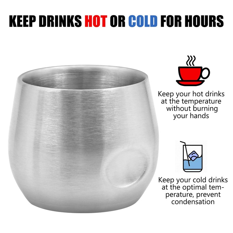 BSDLZCH 2 Pcs Stainless Steel Espresso Cups, 200ml, Silver