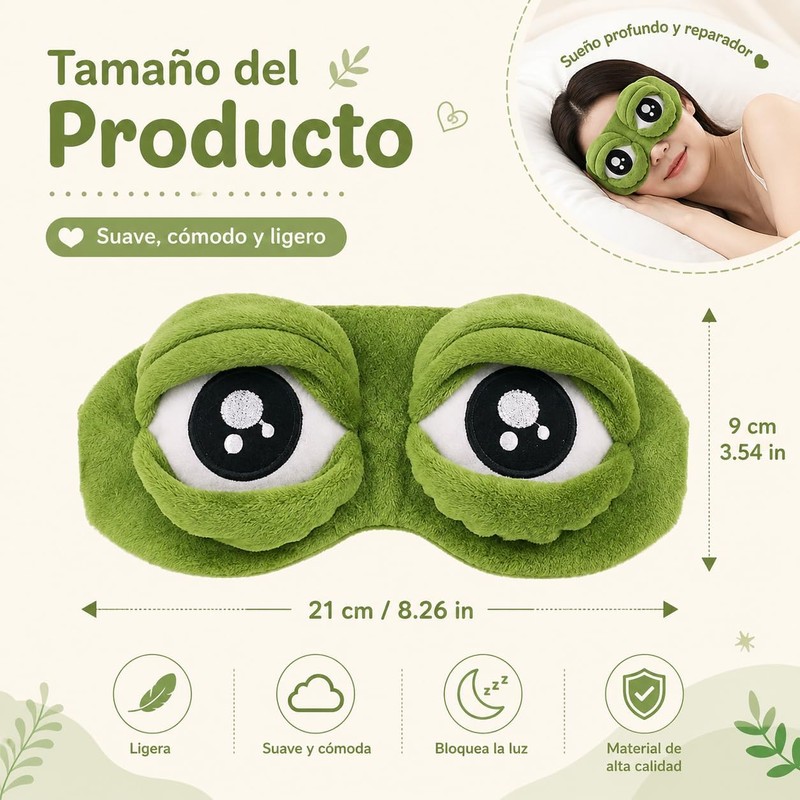 Antifaz Para Dormir Gracioso, Funny Frog Nap with Adjustable Strap,