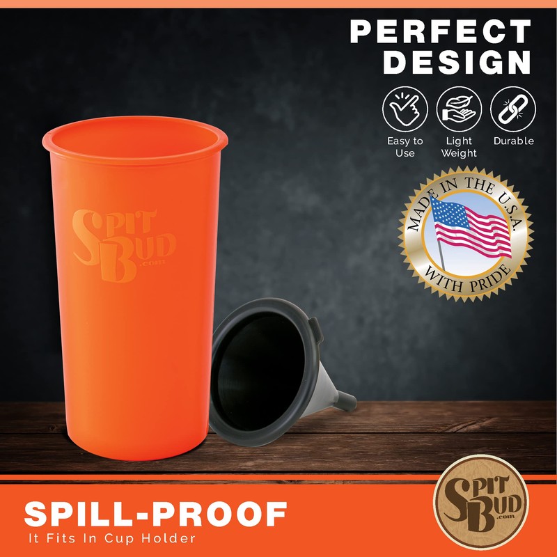 Spit Bud Original Hunter Orange Spittoon For Chewing - Portable
