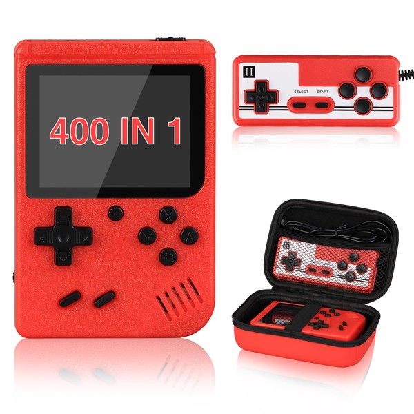 Handheld Game Console, TECTINTER Portable Retro Video Game Console with 500 Classic FC Games, 3.0 Inch LCD Screen, Retro Game Console Support for Connecting TV and Two Players (Red)