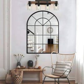 NXHOME Black Arched Window Mirror 40x24 Inch, Metal Framed Wall Mirror for Living Room, Dining Room Decor - Elegant Decorative Wall Mounted Mirror for Fireplace, Entryway, Bedroom